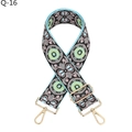 Close-up of jacquard embroidered bag strap with floral patterns and gold metal hooks - Black Pink (Gold Buckle) (Q-16)