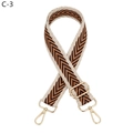 Detail of adjustable chevron strap with golden hardware in brown and beige - Khaki Border Coffee