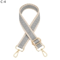 Detail view of thickened adjustable beige and grey wave pattern woven purse strap with gold hooks - Khaki Border Grey