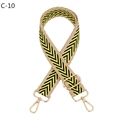 Detail of adjustable canvas strap with yellow and black arrow geometric patterns - Khaki Border Black Yellow