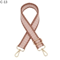 Detail of adjustable woven bag strap with brown and pink herringbone pattern and gold hooks - Flesh Pink
