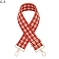 Detail view of red and orange checkered bag strap with adjustable gold hardware - G-8 Red Orange Checkerboard (Silver Clasp)
