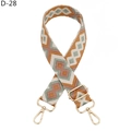 Close-up of geometric woven strap with orange diamond pattern and gold metal hardware - Nude Pink Rhombus (D-28)