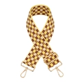 Verstellbarer breiter gewebter Schultergurt mit Karomuster und Goldhaken für Taschen - Gelb Braun Beige Kariert / Gold