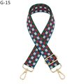 Detail view of colorful checkerboard bag strap with adjustable gold lobster buckles - Green Red Plaid (Gold Buckle)