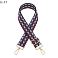 Detail of red and blue checkered woven bag strap with adjustable golden metal buckles - Blue Red Plaid (Gold Buckle)