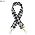 Adjustable black and white checkered bag strap with polished gold-tone metal hooks - Black White Checkerboard (Gold Buckle)