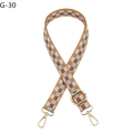 Adjustable checkerboard woven strap with gold metal hooks for shoulder and crossbody bags - Brown Light Blue Plaid Silver Buckle (G-30)