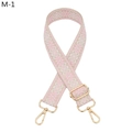 Detail of pink and beige geometric ethnic woven bag strap with golden alloy hooks - Pink Geometric Style (M-1)