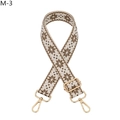 Close-up of ethnic style jacquard guitar strap with gold metal buckles and lobster hooks - Dark Khaki Geometric Style (M-3) / Silver