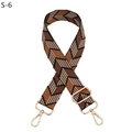 Close-up of adjustable woven shoulder strap with V-pattern and gold metal swivel hooks - S-6 Brown Gold Hook