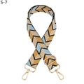 Detail of adjustable woven shoulder strap with blue and yellow geometric leaf patterns - S-7 Yellow Blue Gold Hook