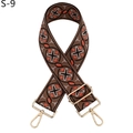 Detail of wide ethnic style woven bag strap with golden lobster clasps and geometric pattern - Brown Orange (S-9)