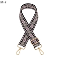 Detail of adjustable floral woven bag strap with pink geometric patterns and gold hooks - Black Pink Geometric Style (M-7)