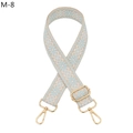 Detail of ethnic geometric patterned purse strap with polished gold swivel lobster clasps - Light Blue Geometric Style (M-8)