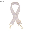 Detail of light purple ethnic jacquard strap with gold hardware and geometric embroidery - Light Purple Geometric Style (M-10)