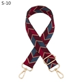 Adjustable woven canvas bag strap with geometric patterns and gold metal lobster clasps - S-10 Wine Gray Gold Hook
