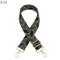 Detail of adjustable bag strap showing contrast leaf pattern and gold metal hardware - S-11 Black Green Gold Hook