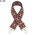 Detail of bohemian burgundy embroidered canvas bag strap with golden metal lobster clasps - Wine Red Khaki (S-16)