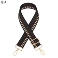 Macro shot of colorful geometric jacquard pattern webbing with golden metal buckle - Q-4 Coffee Beige