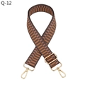 Adjustable geometric pattern bag strap with gold hardware and brown orange jacquard weave - Q-12 Deep Khaki