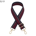 Adjustable navy, red, and grey geometric woven shoulder strap with gold metal hardware - Q-13 Blue Red