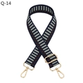 Detail of adjustable navy blue jacquard bag strap with gold metal swivel snap hooks - Q-14 Blue Light Blue
