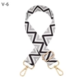 Detail of adjustable black and white herringbone bag strap with gold metal lobster clasps - Gray White Wave Gold Buckle (V-6)
