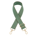 Detail of adjustable thickened woven bag strap with green pattern and gold hooks - Green & Brown