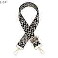 Dettaglio tracolla regolabile in tessuto bianco e nero con moschettoni in metallo dorato - Nero Beige Fibbia Dorata (L-14)