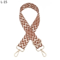 Dettaglio macro della tracolla jacquard marrone e beige con motivi geometrici - Khaki Rosso Marrone Fibbia Dorata (L-15)