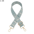 Dettaglio tracolla regolabile intrecciata con motivi a onde blu e fibbie in metallo oro - Khaki Blu Lago Fibbia Dorata (L-16)