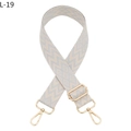Detail eines verstellbaren gewebten Schultergurts mit beigem Wellenmuster und Goldclips - Khaki Hellblau Silberne Schnalle (L-19)
