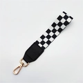 Black and white checkerboard handbag strap with gold metal lobster clasp and leather joint - Black and White Checkered