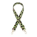 Gros plan sur la bandoulière réglable à motif léopard avec boucles en métal doré brillant - No.6 Vert Fluorescent