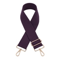 Close-up of deep purple adjustable canvas strap with shiny gold swivel hooks - Purple