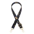Détail macro de la bandoulière léopard avec mousquetons et boucles en métal doré - N° 8 Bleu
