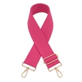 Adjustable wide rose pink crossbody bag strap with gold metal hooks and sliding buckle - Rose Red