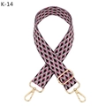 Detail of adjustable woven strap with peacock feather pattern and golden metal buckles - K-14 / Rose Red Dots (Gold Buckle)