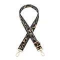 Détail de la bandoulière réglable imprimé léopard avec fermoirs et boucles en métal doré - No.10 Gris Foncé