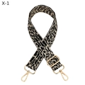 Detail of leopard print bag strap with golden metal swivel hooks and buckle - X-1 Khaki / Silver Clasp