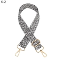 Adjustable leopard print bag strap with grey-white pattern and gold metal lobster clasps - X-2 Silver Silk Gray
