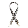 Détail d'une bandoulière léopard réglable avec des crochets pivotants en métal doré - No.14 Gris Clair Kaki