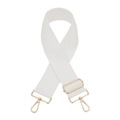 Détail de la bandoulière réglable blanche tissée avec mousquetons en métal doré poli - Fermoir en Argent / Blanc