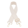 Detail view of adjustable cream canvas strap with polished gold-tone metal lobster clasps - Off White