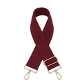 Detail of burgundy wide woven shoulder strap with adjustable golden metal buckles - Burgundy