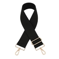 Detail showing adjustable black canvas shoulder strap with light gold metal lobster clasps - Black