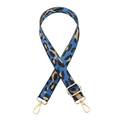 Adjustable leopard print bag strap with blue pattern and gold metal lobster clasps - Sapphire Blue