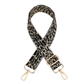 Tracolla regolabile con stampa leopardata, ganci dorati e trama in tela intrecciata - N. 2 Seta Dorata Nero Kaki Stampa Leopardata