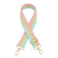 Adjustable pastel rainbow striped strap with gold metal buckles for crossbody bags - Rainbow Striped Gold Buckle